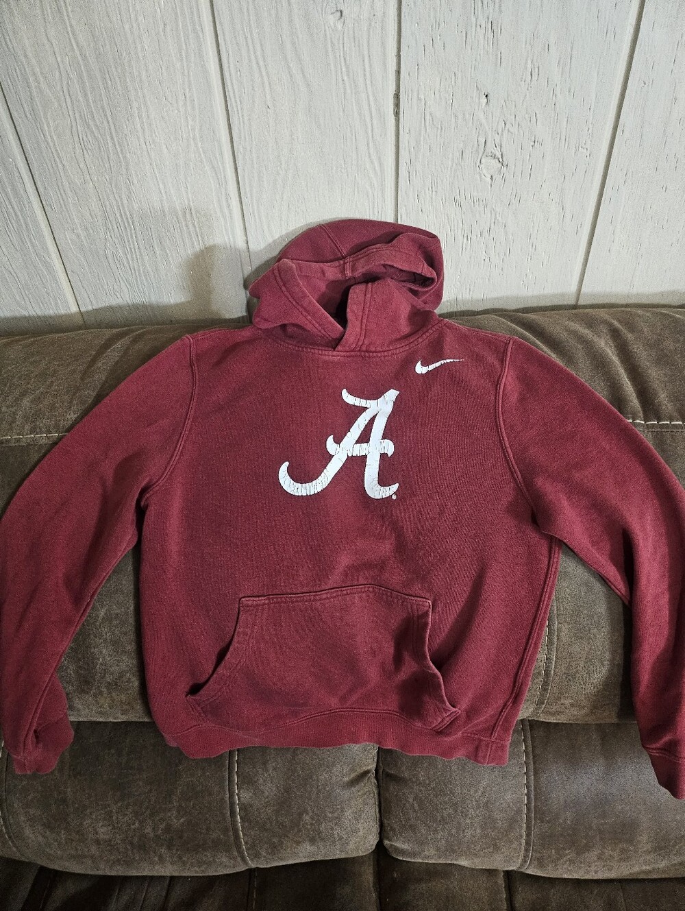 Nike Youth Crimson Crewneck Hoodie with White 'A' Logo